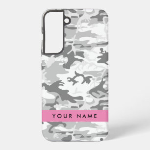 Winter Snow Grey Camouflage Your name Personalise Samsung Galaxy Case
