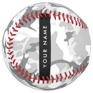 Winter Snow Grey Camouflage Your name Personalise Softball
