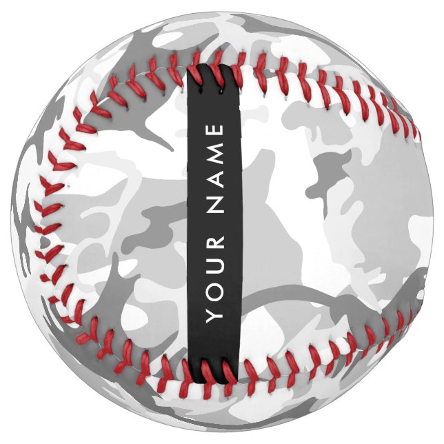 Winter Snow Grey Camouflage Your name Personalise Softball (Front Left)