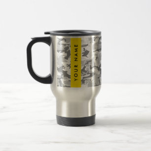 Winter Snow Grey Camouflage Your name Personalise Travel Mug