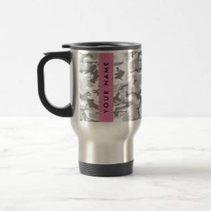 Winter Snow Grey Camouflage Your name Personalise Travel Mug