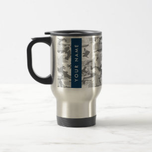 Winter Snow Grey Camouflage Your name Personalise Travel Mug