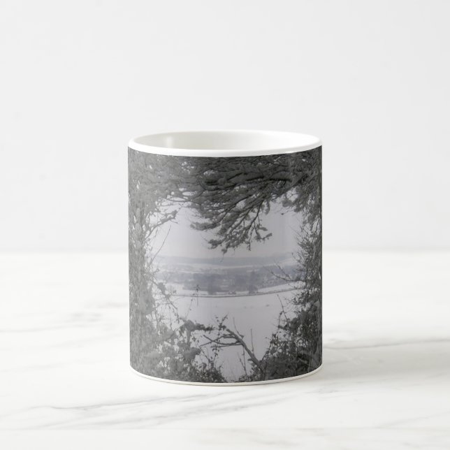 Winter Snow Heart Christmas Photo Coffee Tea Mug (Center)