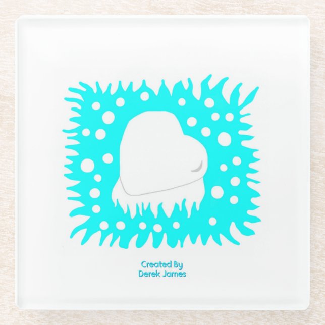 Winter Snow Heart Glass Coaster (Front)