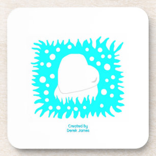 Winter Snow Heart Hard Plastic Coaster