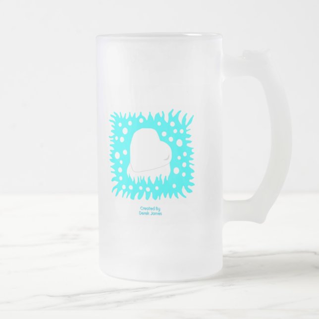 Winter Snow Heart Large Frosted Glass Mug (Right)