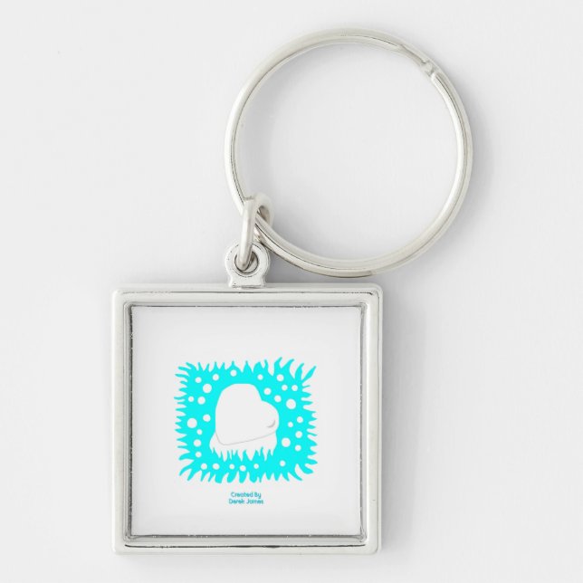 Winter Snow Heart Premium Square Keychain (Front)
