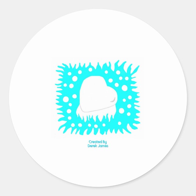 Winter Snow Heart Round Sticker (Front)