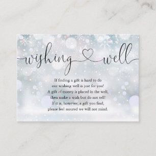 Winter Snow Heart Script Wishing Well Wedding Enclosure Card