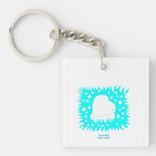 Winter Snow Heart Square Keychain