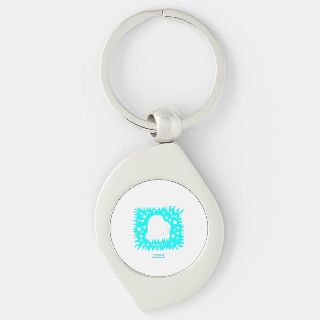 Winter Snow Heart Swirl Keychain (Front)