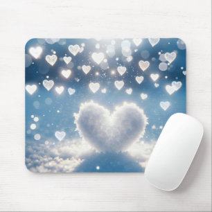 Winter Snow Hearts Mouse Mat