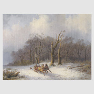 Winter Snow Horse Sleigh Ride Woods Tissue Paper