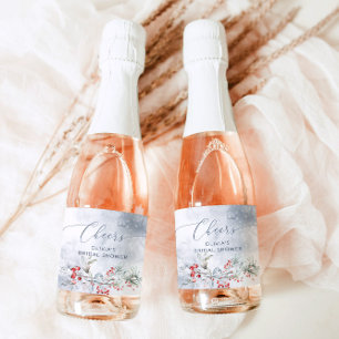 Winter Snow in Love Bridal shower Sparkling Wine Label