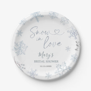 Winter Snow in Love Snowflake Bridal Shower Paper Plate