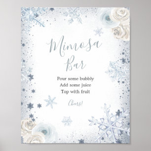 Winter Snow in Love Snowflake Shower Mimosa Bar Poster