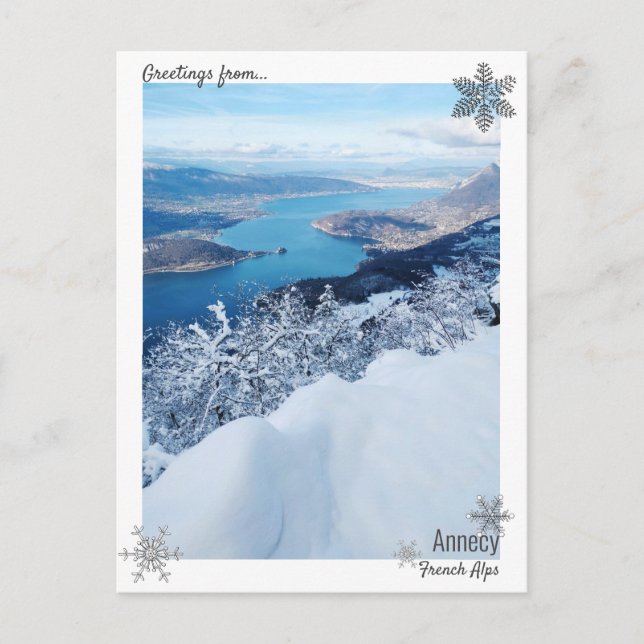 Winter Snow Lake Annecy Postcard (Front)