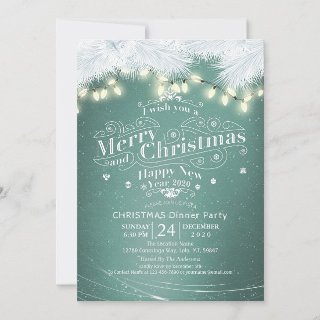 Winter Snow land Christmas & New Year Dinner Party Invitation (Front)