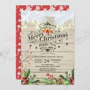 Winter Snow land Christmas & New Year Dinner Party Invitation