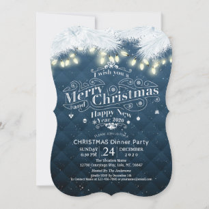 Winter Snow land Christmas & New Year Dinner Party Invitation