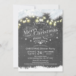 Winter Snow land Christmas & New Year Dinner Party Invitation