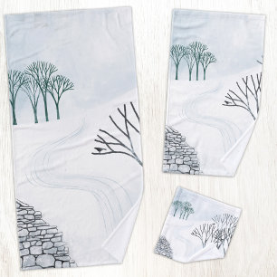 Winter Snow Landscape Art Bath Towel Set