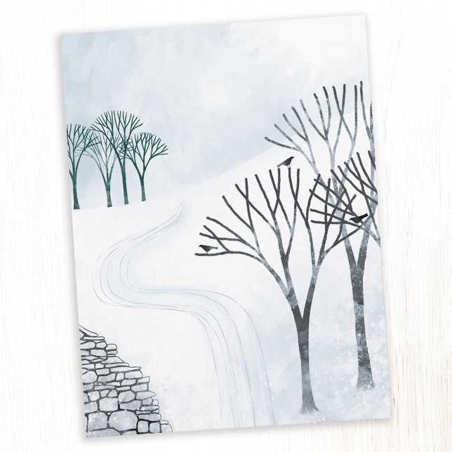 Winter Snow Landscape Art Postcard (Winter snow landscape art postcard)