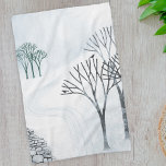 Winter Snow Landscape Art Tea Towel<br><div class="desc">A snowy winter landscape scene with trees and a dry stone wall.  Original art by Nic Squirrell.</div>
