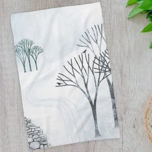 Winter Snow Landscape Art Tea Towel