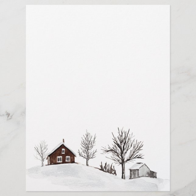 Winter Snow Landscape Deer Custom Letterhead (Front)