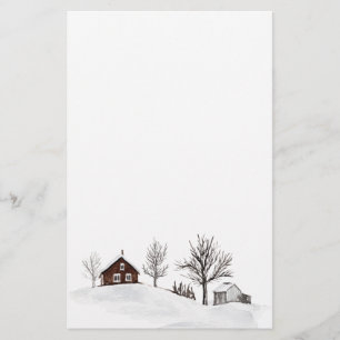 Winter Snow Landscape Deer Stationery