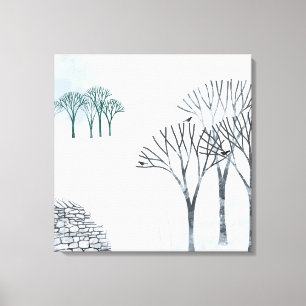 Winter Snow Landscape Painting Canvas Print