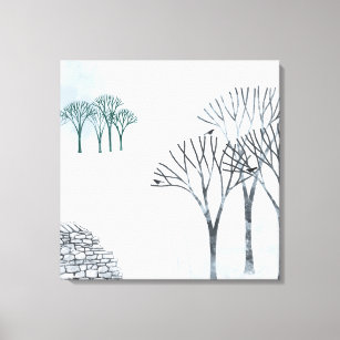 Winter Snow Landscape Painting Canvas Print