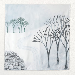 Winter Snow Landscape Painting Tapestry