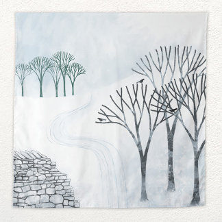 Winter Snow Landscape Painting Tapestry