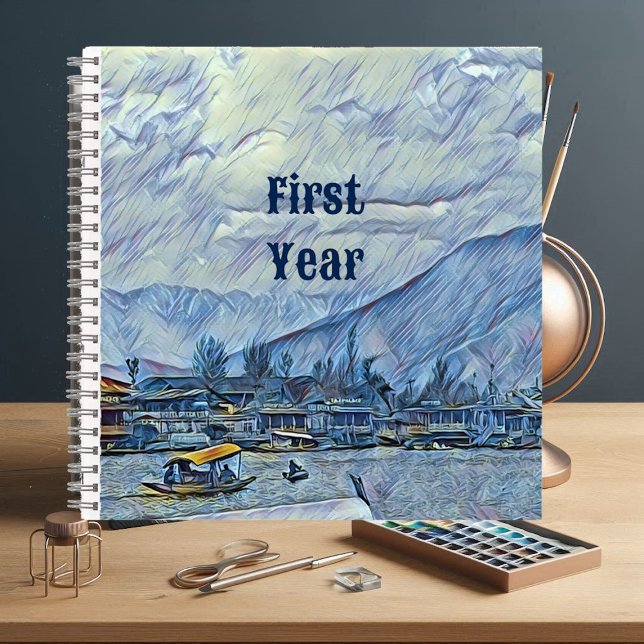 Winter Snow Mountain Boat Sailing Lake First Year  Notebook (Winter Snow Mountain Boat Sailing Lake First Year Notebook)