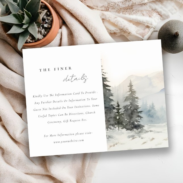 Winter Snow Mountain Landscape Wedding Details Enclosure Card (Creator Uploaded)