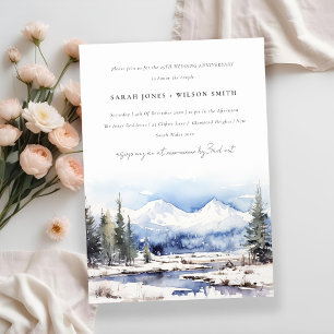 Winter Snow Mountain Ski Landscape Anniversary Invitation