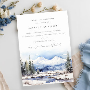 Winter Snow Mountain Ski Landscape Baby Shower Invitation