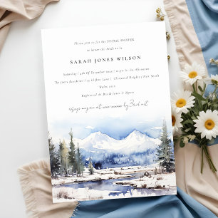 Winter Snow Mountain Ski Landscape Bridal Shower Invitation