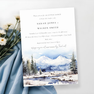 Winter Snow Mountain Ski Landscape Couples Shower Invitation
