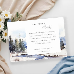 Winter Snow Mountain Ski Landscape Wedding Detail Enclosure Card