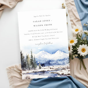 Winter Snow Mountain Ski Landscape Wedding Invitation