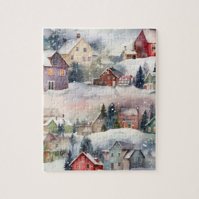 Winter Snow Mountain Village jigsaw puzzle (Vertical)