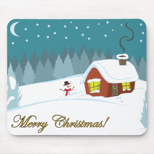 Winter Snow Mouse Mat (Front)