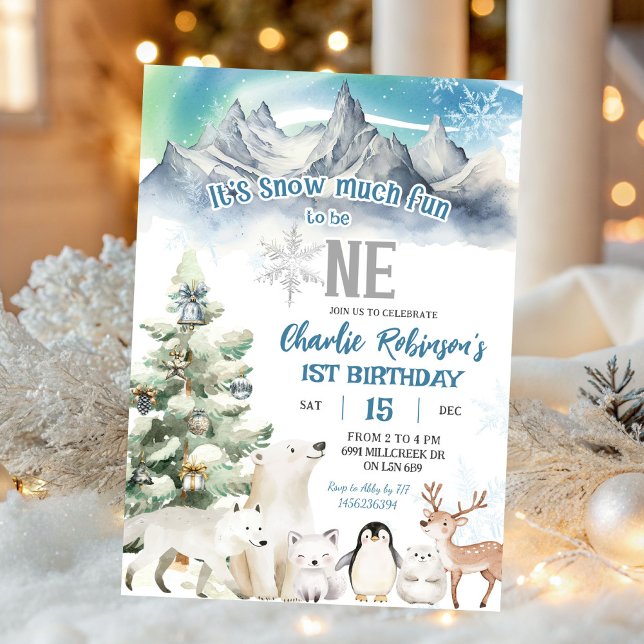 Winter Snow Much Fun To Be One Boy First Birthday Invitation (Creator Uploaded)