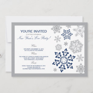 Winter Snow New Year's Eve Party Invitation (navy)