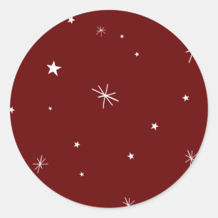 Winter Snow, Night Galaxy in Dark Red Classic Round Sticker