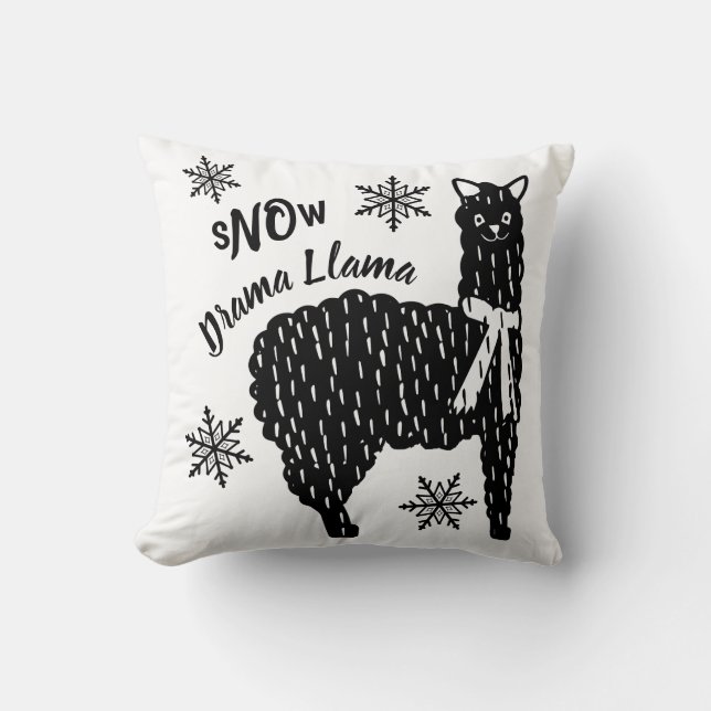 Winter Snow No Drama Llama Cushion (Front)