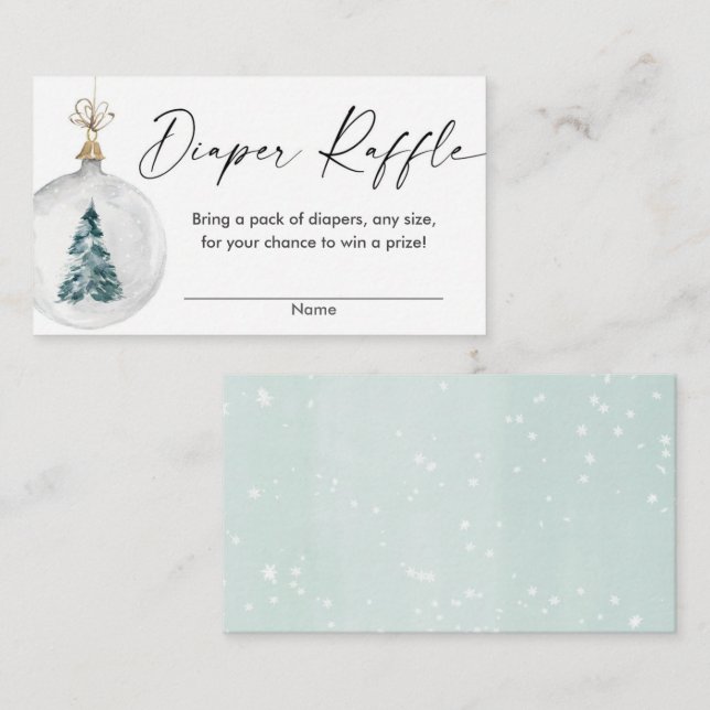 Winter snow ornament baby shower diaper raffle enclosure card (Front/Back)